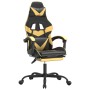 Silla gaming con reposapiés cuero sintético negro dorado de vidaXL, Sillones para videojuegos - Ref: Foro24-3143856, Precio: ...