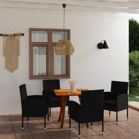 Black 5-Piece Garden Dining Set by vidaXL, Garden sets - Ref: Foro24-3071918, Price: 328,99 €, Discount: %