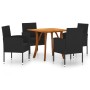 Juego de comedor para jardín de 5 piezas negro de vidaXL, Conjuntos de jardín - Ref: Foro24-3071918, Precio: 328,99 €, Descue...