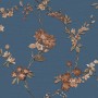 DUTCH WALLCOVERINGS Blumentapete in Dunkelblau und Bronze