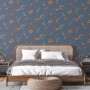 DUTCH WALLCOVERINGS Dark blue and bronze Flower wallpaper