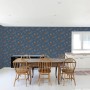 DUTCH WALLCOVERINGS Dark blue and bronze Flower wallpaper