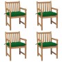 Garden chairs 4 units solid teak wood with green cushions by vidaXL, Garden chairs - Ref: Foro24-3073024, Price: 519,99 €, Di...