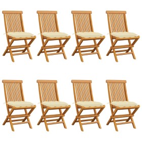 Garden chairs 8 pcs solid teak with cream white cushions by vidaXL, Garden chairs - Ref: Foro24-3072934, Price: 517,67 €, Dis...