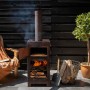 Esschert Design Terrace stove with rust-colored pizza oven