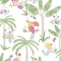 Noordwand Wallpaper Mondo Baby Tiere Vögel Bäume grün und rosa