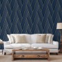 DUTCH WALLCOVERINGS Blue and Gold Geometric Wallpaper by DUTCH WALLCOVERINGS, Painted paper - Ref: Foro24-442574, Price: 37,8...