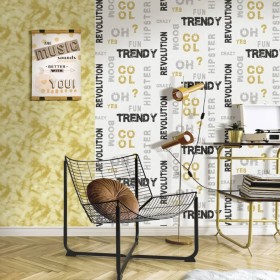 Noordwand Wallpaper Friends & Coffee Words and Letters gray black by Noordwand, Painted paper - Ref: Foro24-444847, Price: 38...