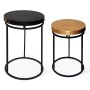 Rousseau Side Table Set 2 Pieces Cameo Black and Gold Metal