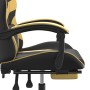 Silla gaming con reposapiés cuero sintético negro dorado de vidaXL, Sillones para videojuegos - Ref: Foro24-3143856, Precio: ...