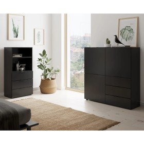 FMD Black chest of drawers with 3 doors and 3 drawers by FMD, Drawers - Ref: Foro24-443703, Price: 270,99 €, Discount: %