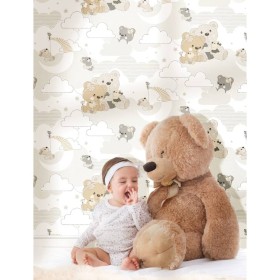 Noordwand Wallpaper Mondo baby Hug Bears gray and beige by Noordwand, Painted paper - Ref: Foro24-444885, Price: 35,99 €, Dis...