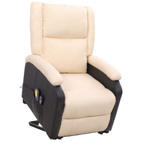 Liftable cream fabric massage chair by vidaXL, Electric massage chairs - Ref: Foro24-329522, Price: 325,99 €, Discount: %