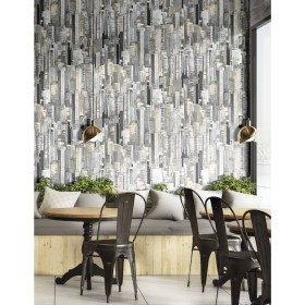 Noordwand Wallpaper Friends & Coffee Cities and Skyline Metal Gray by Noordwand, Painted paper - Ref: Foro24-444833, Price: 3...