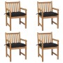 Garden chairs 4 units solid teak wood with black cushions by vidaXL, Garden chairs - Ref: Foro24-3073026, Price: 551,30 €, Di...