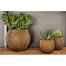 Capi Set of 3 round Groove vases in gold by Capi, Pots and planters - Ref: Foro24-445502, Price: 40,98 €, Discount: %