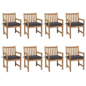 Garden chairs 8 pcs solid teak wood anthracite cushions by vidaXL, Garden chairs - Ref: Foro24-3073073, Price: 1,00 €, Discou...