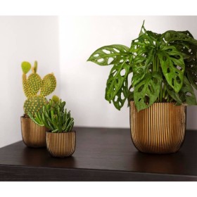 Capi Groove pot set 4 pieces gold by Capi, Pots and planters - Ref: Foro24-445503, Price: 48,99 €, Discount: %