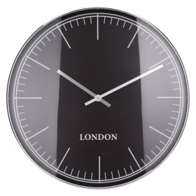 H&S Collection Wanduhr mit silbernem Rand London schwarz und silberfarben von H&S Collection, Wanduhren - Ref: Foro24-445870,...