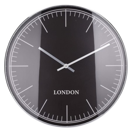 H&S Collection Silver Edge London Black and Silver Wall Clock by H&S Collection, Wall clocks - Ref: Foro24-445870, Price: 33,...