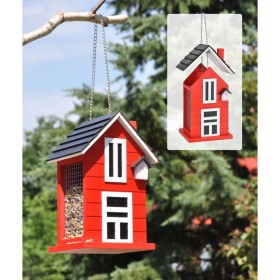 HI Hanging bird feeder house shape red and white 14x12x22 cm by HI, Bird feeders - Ref: Foro24-445613, Price: 27,99 €, Discou...