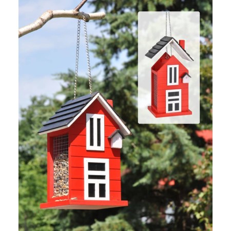 HI Hanging bird feeder house shape red and white 14x12x22 cm by HI, Bird feeders - Ref: Foro24-445613, Price: 27,59 €, Discou...