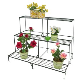 HI 3-height black metal flower shelf 100x60x75 cm by HI, Pot stands - Ref: Foro24-446193, Price: 64,99 €, Discount: %