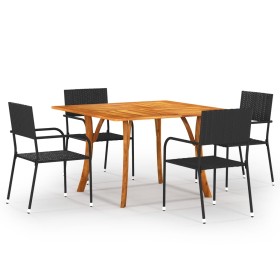 Black 5-Piece Garden Dining Set by vidaXL, Garden sets - Ref: Foro24-3071968, Price: 398,11 €, Discount: %