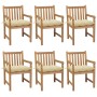 Garden chairs 6 pcs solid teak wood white cream cushions by vidaXL, Garden chairs - Ref: Foro24-3073048, Price: 807,72 €, Dis...