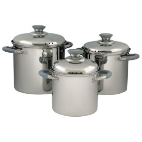 Eurotrail Batería de cocina Glasgow 3 piezas acero inoxidable de Eurotrail, Vajillas y utensilios de cocina para camping - Re...