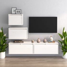 TV-Möbel 4-teilig aus massivem weißem Kiefernholz von vidaXL, TV-Möbel - Ref: Foro24-3100145, Preis: 178,99 €, Rabatt: %