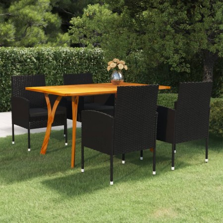 Juego de comedor para jardín de 5 piezas negro de vidaXL, Conjuntos de jardín - Ref: Foro24-3072162, Precio: 497,99 €, Descue...