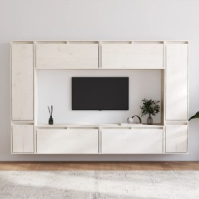 TV-Möbel 8-teilig aus massivem weißem Kiefernholz von vidaXL, TV-Möbel - Ref: Foro24-3100195, Preis: 398,55 €, Rabatt: %