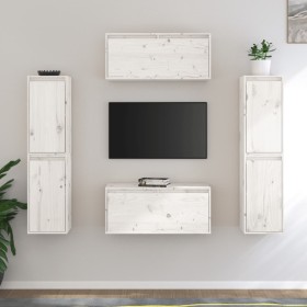 TV-Möbel 6-teilig aus massivem weißem Kiefernholz von vidaXL, TV-Möbel - Ref: Foro24-3100265, Preis: 252,99 €, Rabatt: %