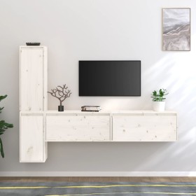 TV-Möbel 4-teilig aus massivem weißem Kiefernholz von vidaXL, TV-Möbel - Ref: Foro24-3100280, Preis: 184,99 €, Rabatt: %