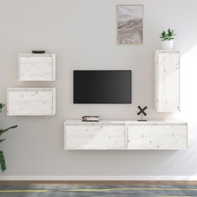 TV furniture set, 5 pieces made of solid white pine wood by vidaXL, TV Furniture - Ref: Foro24-3100260, Price: 224,99 €, Disc...