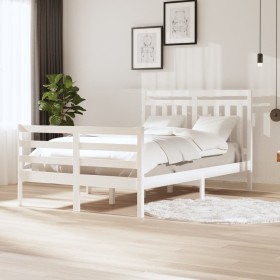 Estructura cama doble pequeña madera maciza blanco 120x190 cm de vidaXL, Camas y somieres - Ref: Foro24-3100625, Precio: 128,...