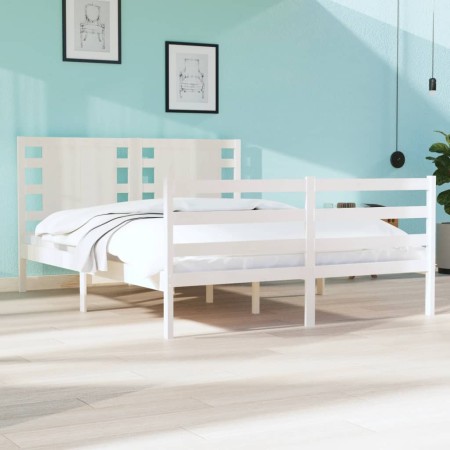 Estructura de cama madera maciza pino blanco 120x190 cm de vidaXL, Camas y somieres - Ref: Foro24-3104254, Precio: 144,41 €, ...