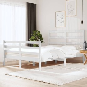 Solid white pine wood bed frame 120x190 cm by vidaXL, Beds and slatted bases - Ref: Foro24-3104977, Price: 129,19 €, Discount: %