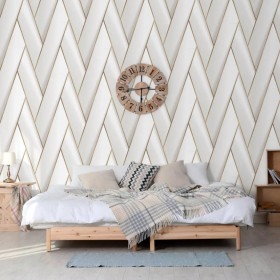 DUTCH WALLCOVERINGS Geometrische Tapete in Weiß und Gold von DUTCH WALLCOVERINGS, Bemaltes Papier - Ref: Foro24-442573, Preis...