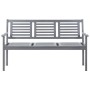 3-seater eucalyptus wood garden bench in gray with cushion, 150 cm by vidaXL, garden benches - Ref: Foro24-3061075, Price: 20...