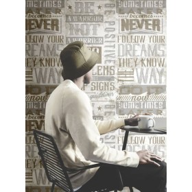 Noordwand Wallpaper Friends & Coffee Words and Letters metal beige by Noordwand, Painted paper - Ref: Foro24-444835, Price: 2...