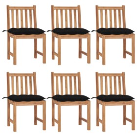 Garden chairs, 6 units, solid teak wood with cushions. by vidaXL, Garden chairs - Ref: Foro24-3073137, Price: 607,99 €, Disco...