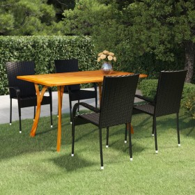 Juego de comedor para jardín 5 piezas negro de vidaXL, Conjuntos de jardín - Ref: Foro24-3072128, Precio: 458,87 €, Descuento: %