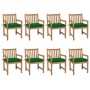 Garden chairs 8 pcs solid teak wood green cushions by vidaXL, Garden chairs - Ref: Foro24-3073078, Price: 1,00 €, Discount: %