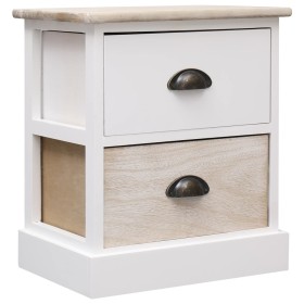 Mesita de noche madera de Paulownia blanco y natural 38x28x45cm de vidaXL, Mesitas de noche - Ref: Foro24-284056, Precio: 56,...