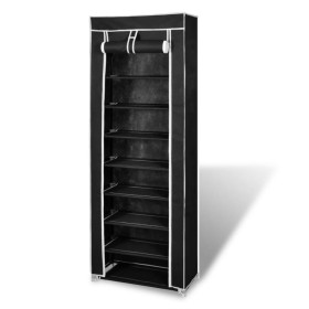 Fabric shoe rack with black cover 57x29x162 cm by vidaXL, Shoe racks and shoe organizers - Ref: Foro24-240491, Price: 36,99 €...