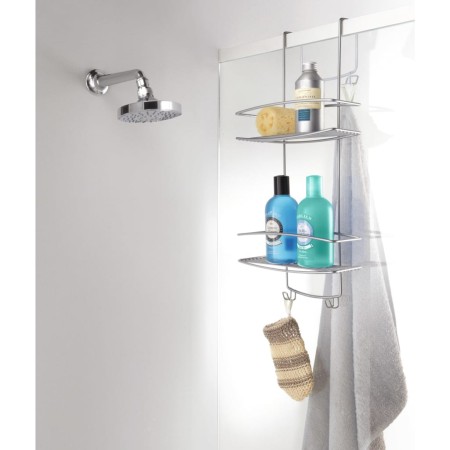 Metaltex Onda 2-height shower shelf with hooks silver by Metaltex, Bathtub trays - Ref: Foro24-443456, Price: 41,44 €, Discou...