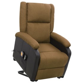 Sillón de masaje elevable de tela marrón de vidaXL, Sillones de masaje eléctricos - Ref: Foro24-329517, Precio: 315,99 €, Des...