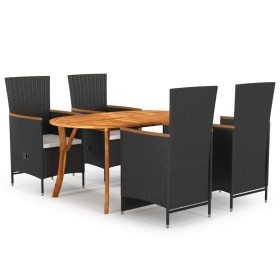 Juego de comedor para jardín 5 piezas negro de vidaXL, Conjuntos de jardín - Ref: Foro24-3072020, Precio: 680,12 €, Descuento: %